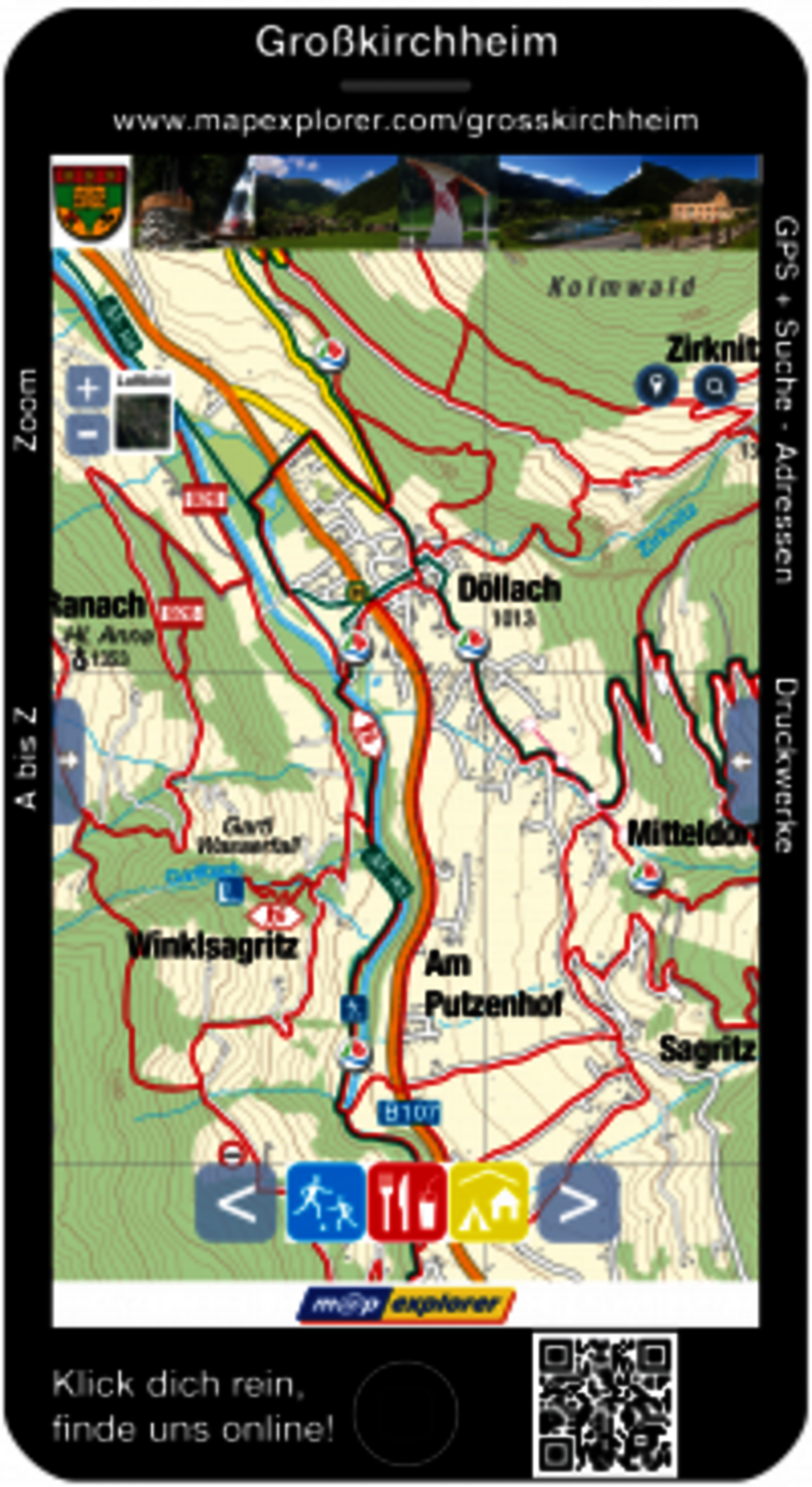 Bild der mobilen Version vom Map Explorer